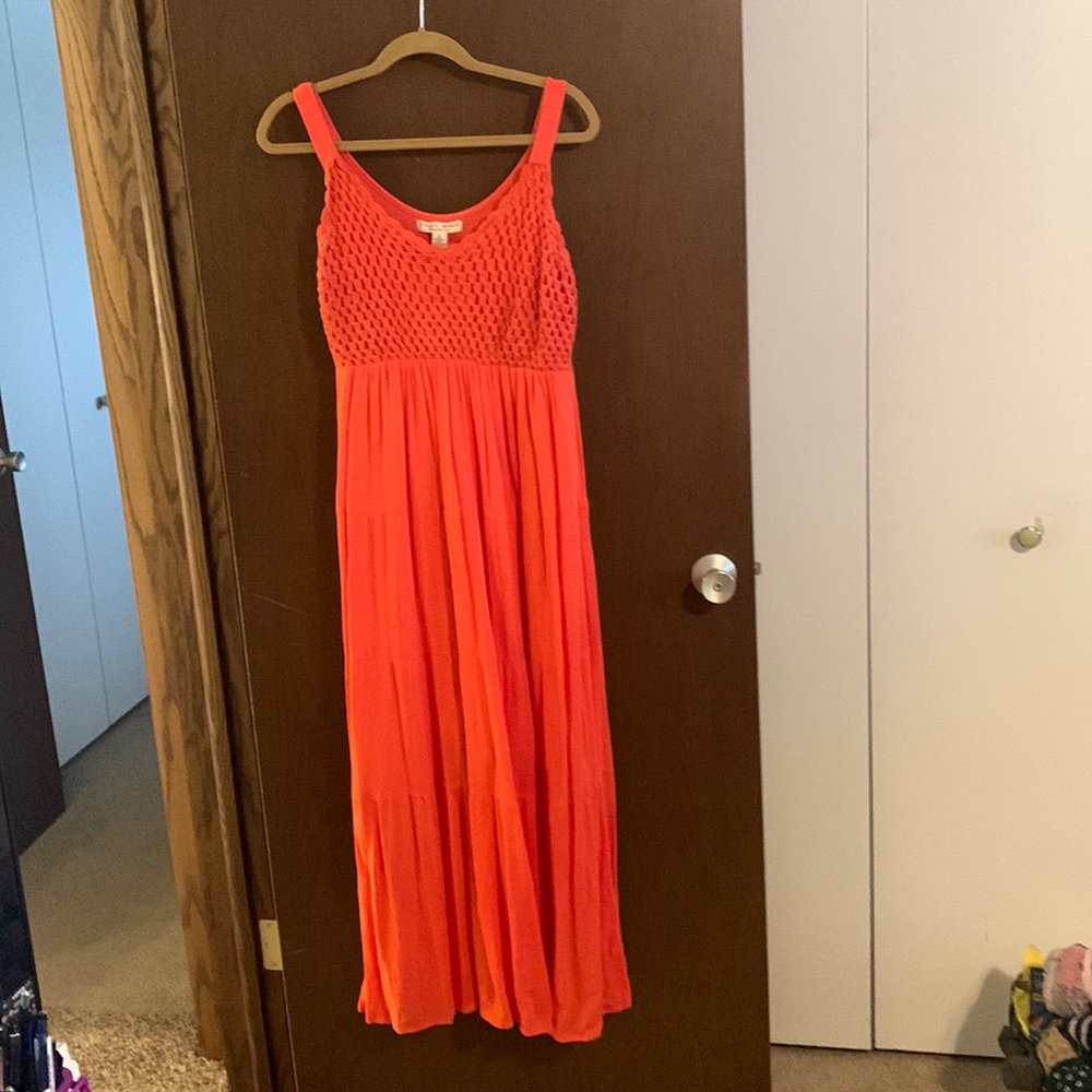 Studio Wesy long soft orange halter dress.  Size: Medium.